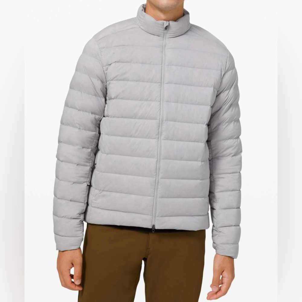 Lululemon Navigation Stretch Down Jacket Mens Size XL Gray Silver Coat 700 Fill